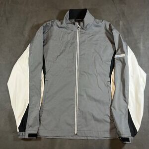 FOOTJOY DryJoys Hydrolite Men's L Full Zip Rain Jacket Black Gray White Check